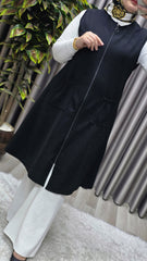 Kadın Büyük Beden Rahat Kalıp Ottoman Kumaş Dört Mevsim Çelik Örme Yelek