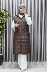 Kadın Giyim Büyük Beden Kapitone Dik Cep Yelek