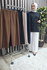 Kadın Giyim Büyük Beden Bol Paça Scuba Pantolon