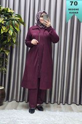 Kadın Giyim Büyük Beden Modal Simli Kap Pantolon İçlik Üçlü Takım Tesettür Kombini