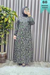 Kadın Giyim Büyük Beden Nostaljik Kristal Büzgülü Elbise