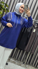 Kadın Giyim Büyük Beden Önü Taşlı Tunik