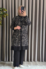 Kadın Tesettür Giyim Büyük Beden Şerit Desenli Nisa Takım