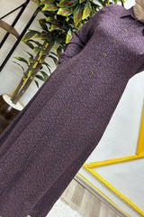 Kadın Tesettür Büyük Beden Giyim Çıtır Desen Gömlek Elbise