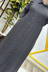 Kadın Tesettür Büyük Beden Giyim Çıtır Desen Gömlek Elbise