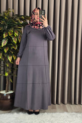 Kadın Tesettür Büyük Beden Giyim Nervür Elbise