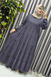 Kadın Tesettür Giyim Büyük Beden 5 Katlı Endonezya Krebi Elbise