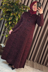Kadın Tesettür Giyim Büyük Beden Anne Leopar Desen Elbise