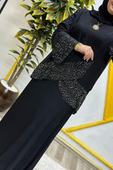 Kadın Tesettür Giyim Büyük Beden Çapraz Taşlı Abiye