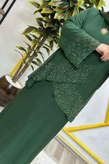 Kadın Tesettür Giyim Büyük Beden Çapraz Taşlı Abiye