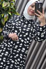 Kadın Tesettür Giyim Büyük Beden Çıtır Desen Gömlek