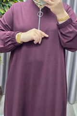 Kadın Tesettür Giyim Büyük Beden Fermuarlı Jumbo Uzun Tunik