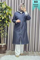Kadın Tesettür Giyim Büyük Beden Fransız Boy Mevsimlik Trençkot