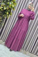 Kadın Tesettür Giyim Büyük Beden Gofre Elbise