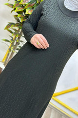 Kadın Tesettür Giyim Büyük Beden Jakarlı Elbise