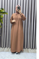 Kadın Tesettür Giyim Büyük Beden Kare Yaka Robalı Lina Elbise