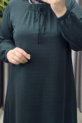Kadın Tesettür Giyim Büyük Beden Kare Yaka Robalı Lina Elbise