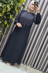 Kadın Tesettür Giyim Büyük Beden Krep Abiye