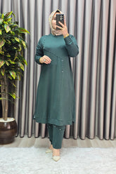 Kadın Tesettür Giyim Büyük Beden Mihra Pantolonlu İkili Takım