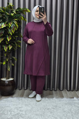 Kadın Tesettür Giyim Büyük Beden Nervürlü Spor İkili Takım