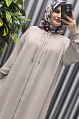 Kadın Tesettür Giyim Büyük Beden Nur Robalı Krep Ferace