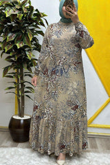 Kadın Tesettür Giyim Büyük Beden Palmiye Fırfırlı Elbise