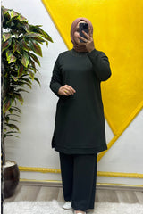 Kadın Tesettür Giyim Büyük Beden Pantolonlu Ecrin İkili Takım