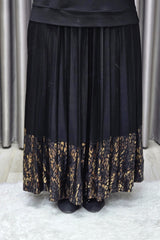 Kadın Tesettür Giyim Büyük Beden Pileli Leopar Desenli Etekli Takım