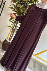 Kadın Tesettür Giyim Büyük Beden Şifon Şerit Taşlı Abiye