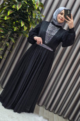 Kadın Tesettür Giyim Büyük Beden Simli Kübra Abiye