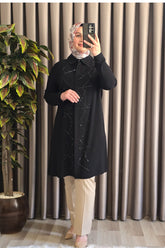 Kadın Tesettür Giyim Büyük Beden Suyolu Taşlı Gömlek