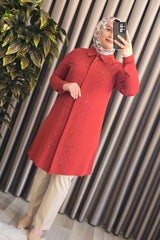 Kadın Tesettür Giyim Büyük Beden Suyolu Taşlı Gömlek