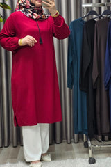 Kadın Tesettür Giyim Büyük Beden Tek Renk İpli Tunik