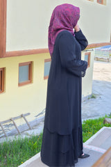 Kadın Tesettür Giyim Büyük Beden Üç Katlı Astarlı Abaya Ferace