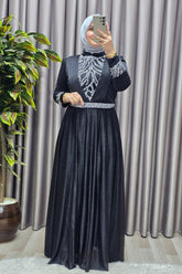 Kadın Tesettür Giyim Büyük Beden V Taşlı Abiye