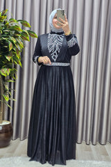 Kadın Tesettür Giyim Büyük Beden V Taşlı Abiye