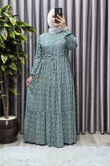 Kadın Tesettür Giyim Yazlık Viscon Üç Katlı Papatya Elbise