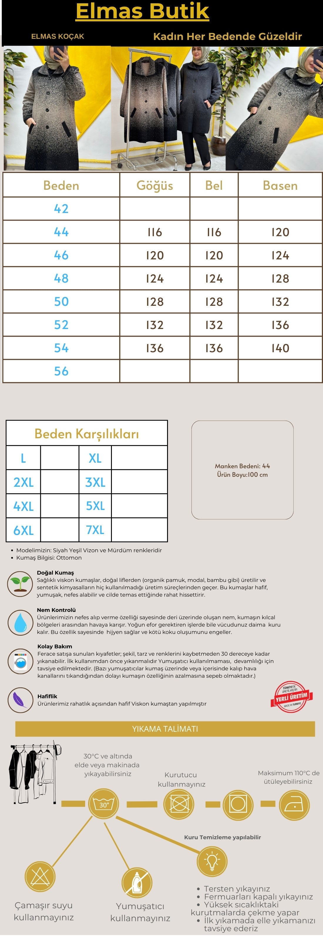 Bayan Büyük Beden Hırka Rahat Kalıp Çepli Esnek Gıyçık Kap Vizon