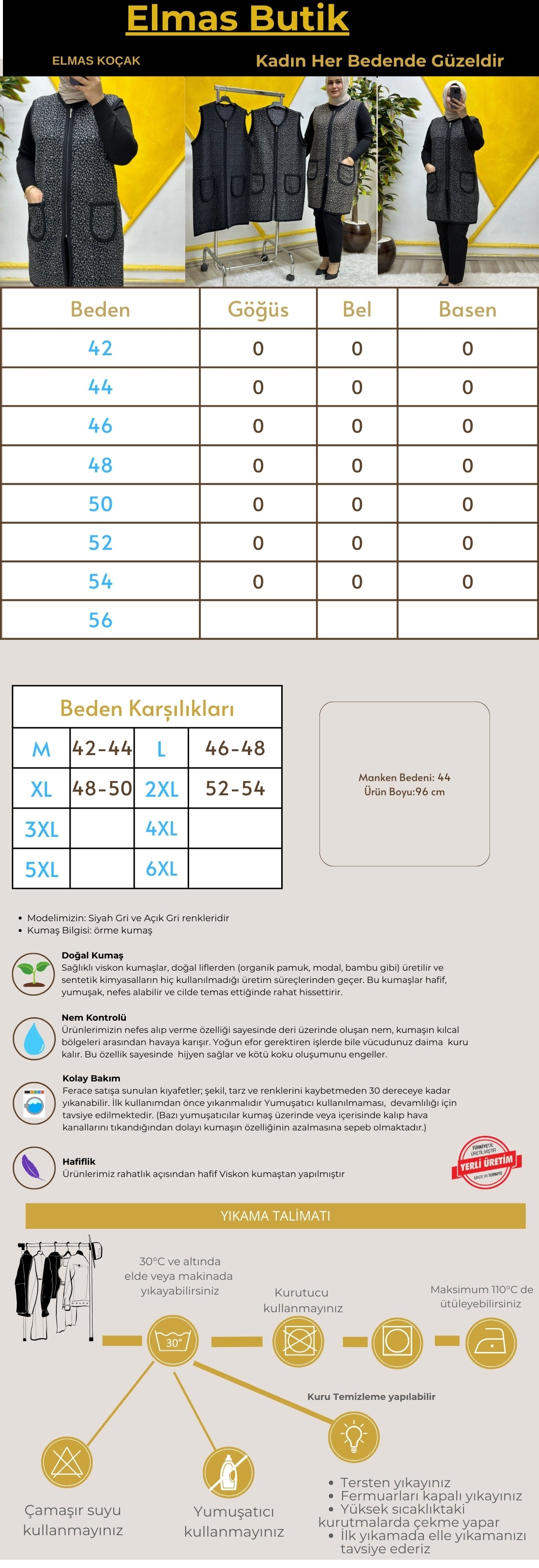 Bayan Büyük Beden Yelek Kadın Anne Genç Yelek Açık Gri