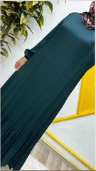 Düz Fırfırlı Elbise  Yeşil