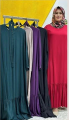 Düz Fırfırlı Elbise  Yeşil