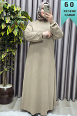 Kadın Büyük Beden Hakim Yaka Kolları Büzgülü Fitilli Nevra Elbise