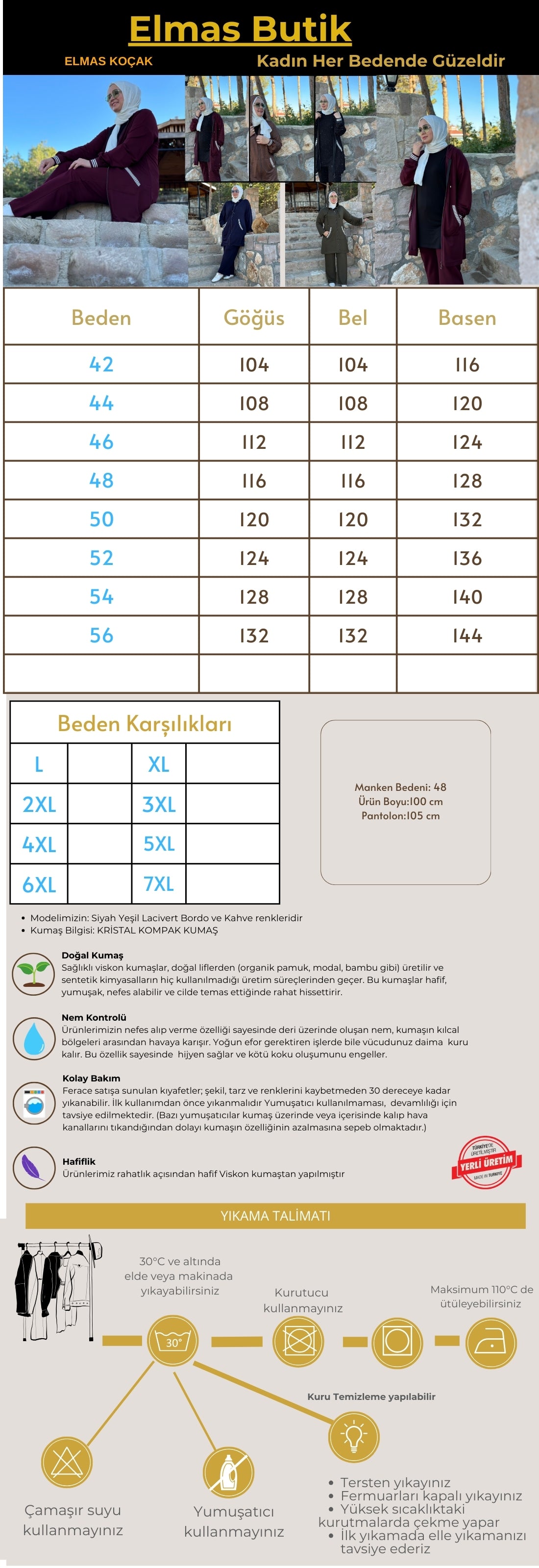 Kadın Büyük Beden Tesettür Rahat Esnek Spor ikili Takım