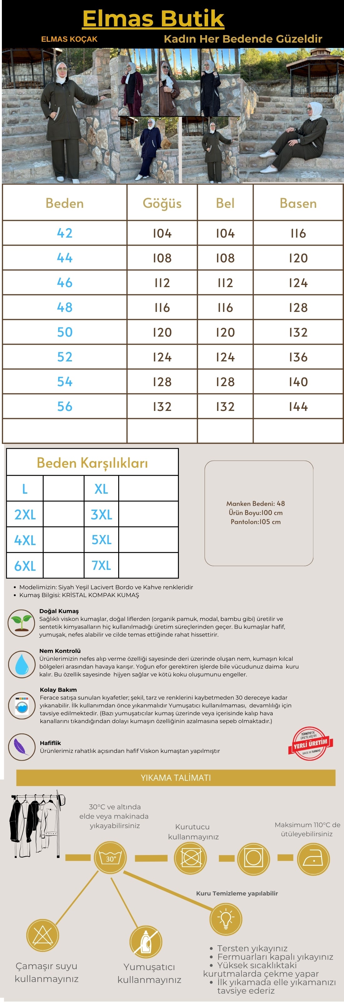 Kadın Büyük Beden Tesettür Rahat Esnek Spor ikili Takım