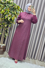 Kadın Giyim Büyük Beden Simli Kloş Elbise