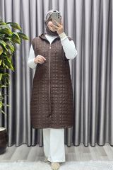 Kadın Giyim Büyük Beden Kapitone Dik Cep Yelek