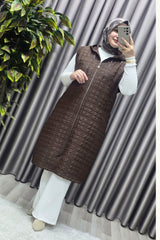 Kadın Giyim Büyük Beden Kapitone Dik Cep Yelek