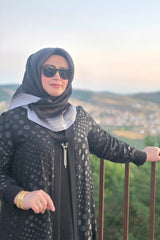 Kadın Giyim Büyük Beden Broşlu Puantiyeli Jakar Baskılı İkili Abiye