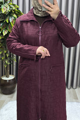 Kadın Giyim Büyük Beden Kapitone Kolu Fermuarlı Kap