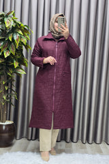 Kadın Giyim Büyük Beden Kapitone Kolu Fermuarlı Kap